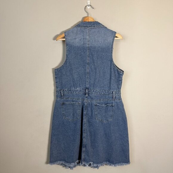 Joie Sleeveless Collared Button Up Denim Mini Dress Women's XL Blue Jean Country - Picture 3 of 11